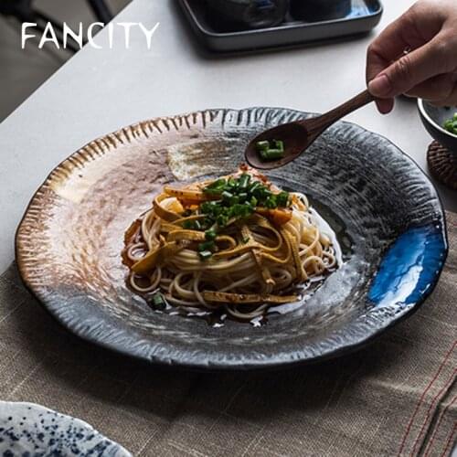 FANCITY Japanese-style special dishes creative personality retro ceramic dishes household pasta disc shallow dishes hotel