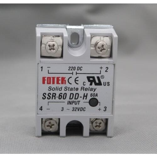 Solid state relay SSR-60 DD-H 60A DC control DC SSR with heat sink dc voltage input 3-32V voltage output 220V DC
