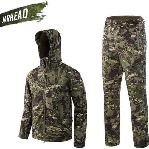 Outdoor Sport Camouflage Hunting Cloth Men Shark Skin Soft Shell Coat Lurker TAD V4 Tactical Military Spring Jacket+Pants Suits