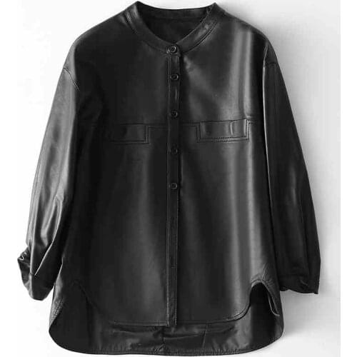 Oversized Leather Jackets New Fashion Real Sheep Leather Jackets Female Real Soft leather Genuine Leather Jackets WY158