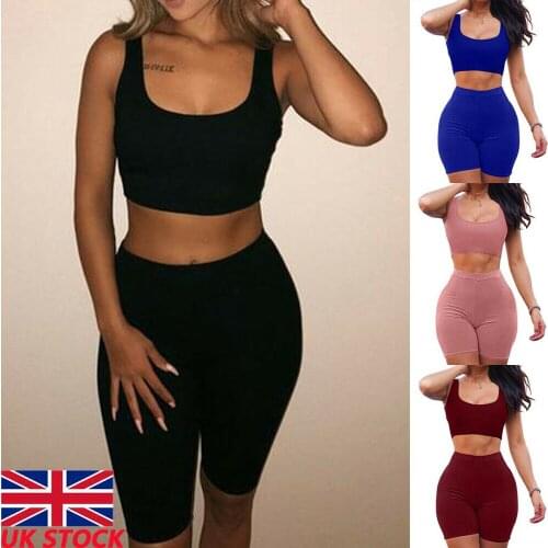 Women 2 Piece Set Crop Top&Shorts Bodycon Outfits Sport Workout Tracksuit 2019 Sexy Summer Slim Beach Party Club Clothing