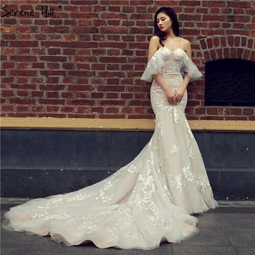 2020 New Fashion Sexy Mermaid Wedding Dresses Short Sleeve Appliques Elegant Bridal Gown Vestido De Noiva Real Photo