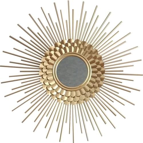 Gold mirror home decorative sun mirror wall cladding home decoration accessories gold bathroom lobby decor