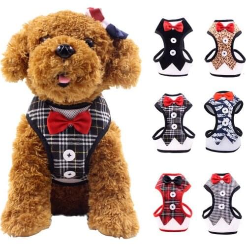 1PC Small Dog Evening Dress Corset Add Tow Rope Breathable Mesh Bowknot Chest Strap Dog Harness and Leash Set Pets Acessorios