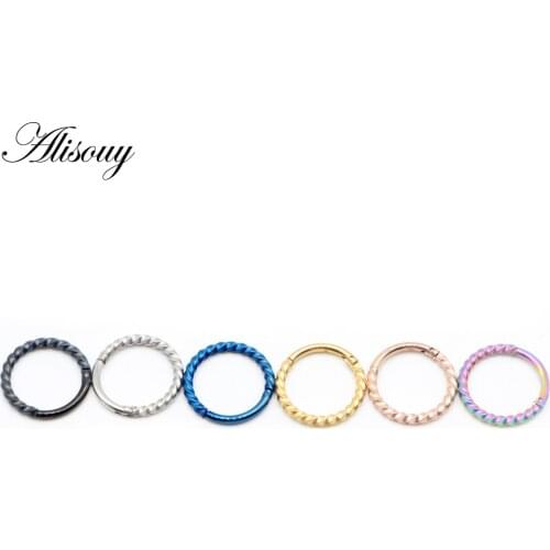 Alisouy 1PC Surgical Steel Hinge Segment Rings Nose Hoop Ear Piercing Helix Tragus Nose Rings Ear Cartiliage Tragus Body Jewelry
