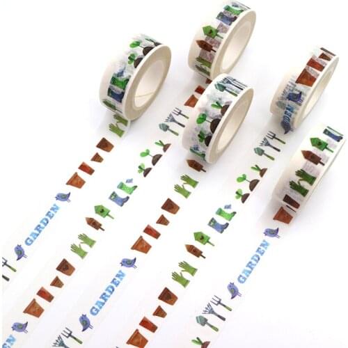 1PCS Creative Gardening Tools Series Washi Tape DIY Decorative Tape Color Paper Office Adhesive Stationery Masking Tape Sticker