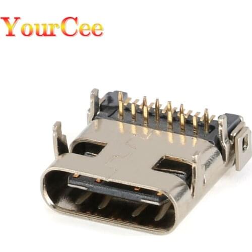10Pcs SMD 24P Type-C Female Socket SMT Micro USB-3.1 Socket Connector DIP4 SMD DIP Socket Connector For Transmission Interface