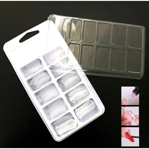 100pcs/box Transparent Poly Nail Gel Mold Tips Quick Building Poly Nail Builder Gel Extension Full Cover Nail Form For New user