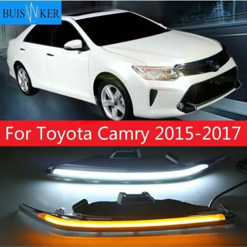 2PCS Car Accessories LED Daytime Running Light For Toyota Camry 2015-2017 DRL Cover Fog Lamp Car-Styling External Front Fog Lamp