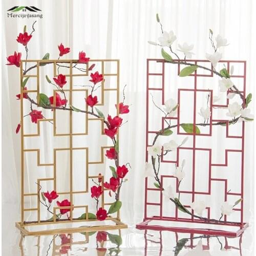 2Pcs/Lot Flower Vases Floor Metal Vase Plant Dried Floral Holder Flower Pot Road Lead for Home/Wedding Corridor Decoration G137