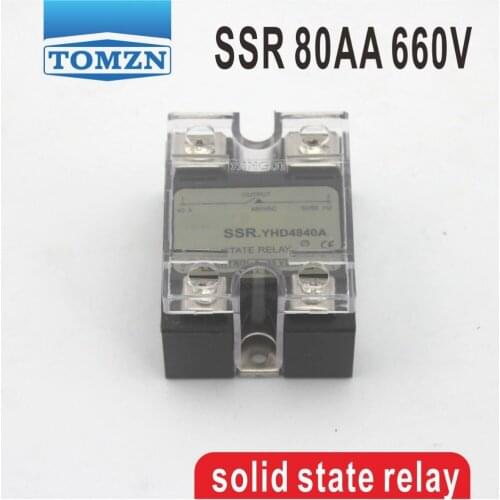 80AA SSR input 90-250V AC load 48-660V AC High voltage single phase AC solid state relay