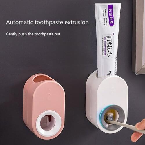 Automatic no hole toothpaste extrusion distributor bathroom toothbrush holder tool set bathroom wall mounted *33