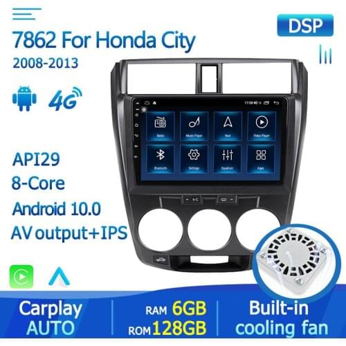 IPS DSP Car Radio Video Stereo Player GPS Navigation For Honda City 2008-2013 4G LTE Buil-in Carplay Android Auto 6GBRAM 128GROM