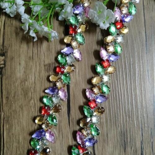 Free Shipping 5 yards Crystal Rhinestone Trim, Rhinestone Applique, Bridal Applique,Wedding Applique,Rhinestone Chain TONG037