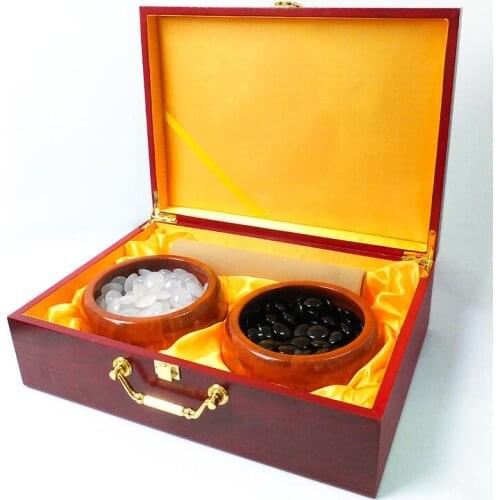 Rich Chinese Natural Agate Ancient Amusement Go Box Game Weiqi Set Pair Statue Gift Wholesale