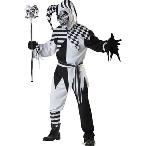 Halloween Costumes Black-White Clown Evil Cosplay Circus Clothes Costum Party Stage For Show Cartoon Cosplay For Halloween