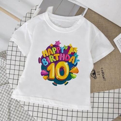 Summer Streetwear T shirt Girl 10 Years Happy Birthday Childrens Clothes Fashion Cute Tops For Girls Short Sleeve Tee shirt