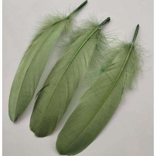 Hot 20pcs Beautiful Olive Green Hard Goose Feathers 15-20cm/6-8inch Christmas Decoration Clothing Shoes Hat Accessories