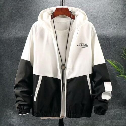 2020 New Mens Coats Fashion England Style spring fall Streetwear Splice Men jackets Casual Harajuku Hooded long sleeve jackets