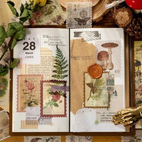 12pack wholesale Retro stamp stickers Journal Decorative Scrapbooking Stick Label Diary Album Stationery Vintage beauty plants