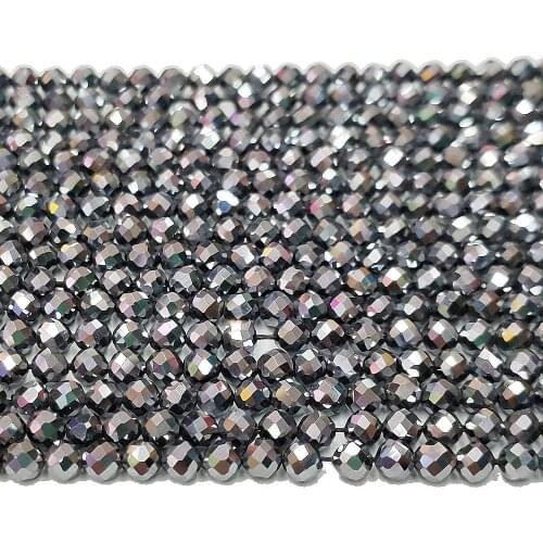 Natural Stone Titanium Magnet Faceted Loose Beads 2-6mm Fine Titanium Magnet Beads for DIY Bracelets Necklaces Earrings Jewelry