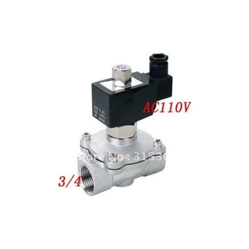 Free Shipping 5PCS/Lot 3/4' Normally Open Oil Acid Solenoid Valve VITON Stainless Steel AC110V