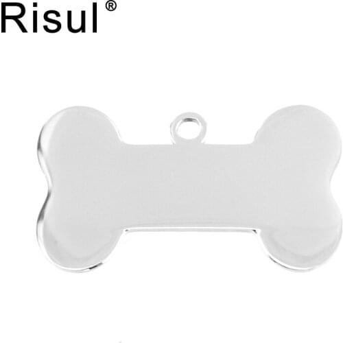 100pcs Risul Dog Id tag Charms blank Pendant small mirror polish Dog bone Diy print logo name Pendant stainless steel wholesale