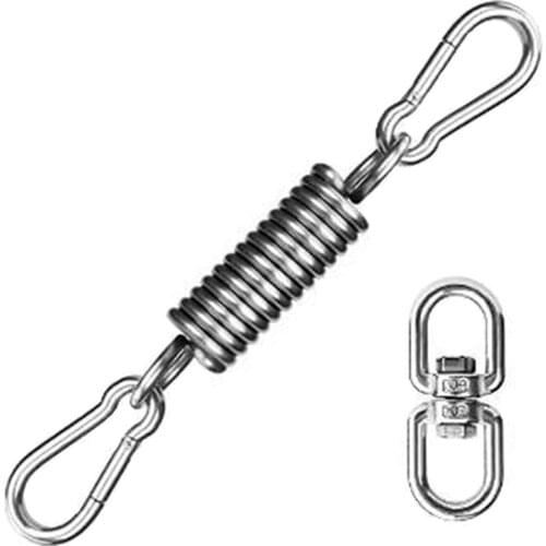 Stainless Steel Swivel Mount Chain with Carabiners and Spring, 1000Lbs Capacity for Heavy Bag, Gym Swing, Hammock