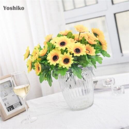 7 heads 30cm silk sunflower Bridal flower bouquet for Christmas home wedding indoor decoration fake plants artificial flowers