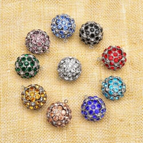 Rhinestone Loose Beads Disco Crystal Round Ball Pendant Charms DIY Clothes Key Chain Bracelet Necklace Ornament Accessories