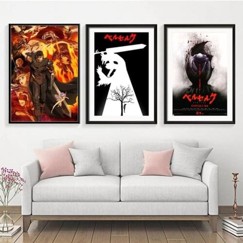 Japan Berserk Anime Canvas Print Painting Sofa Wall Art Decoration Poster and Picture for Teen Room Living Home Decor Mural