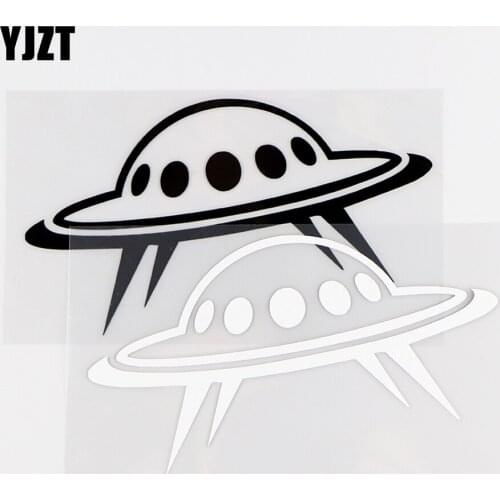 YJZT 14.3X8.3CM Flying Saucer Car Sticker Vinyl Decals Ufo Funny Car Window Decoration Black / Silver 10A-0277