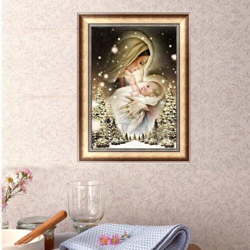 Woman and Baby 5D Diamond Embroidery DIY Craft Painting Cross Stitch Home Decor 40*30cm -Y102