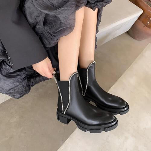 Concise Shoes Woman Winter Newest Platform Chunky Heels Autumn Boots Elastic Band Fashion Party Working Boots Boots