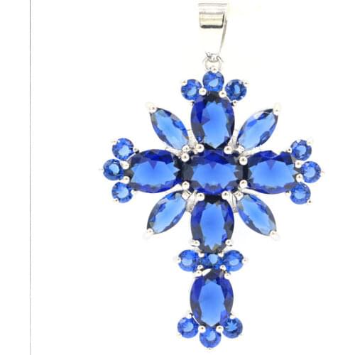 48x40mm SheCorwn Created Butterfly Shape Pink Tourmaline White CZ Gift For Sister Silver Pendant