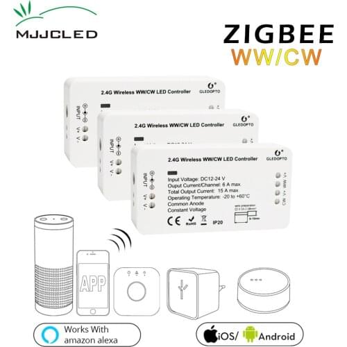 Zigbee Bridge LED Controller CW WW Dimmer Strip Controller DC 12V 24V Zll Standard App Controlled LED Zigbee LED Dimmer