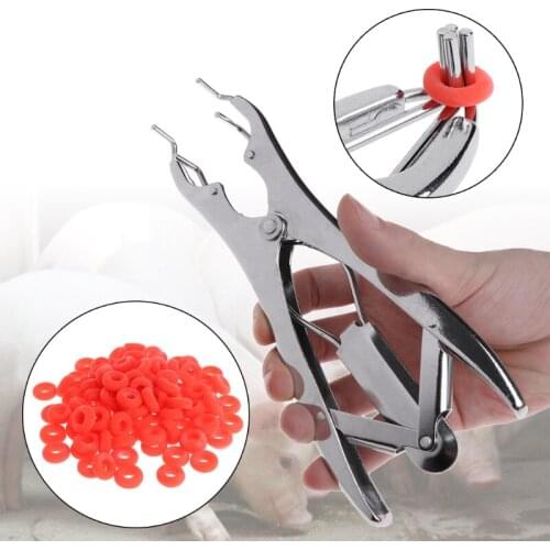1 Set Animal Castration Pliers With Rubber Ring Tail Cutting Clamp Bloodless Pig