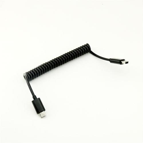10pcs Micro USB B 5 Pin Male To Mini USB B 5 Pin Male Spiral Coiled Adapter Cable 3FT