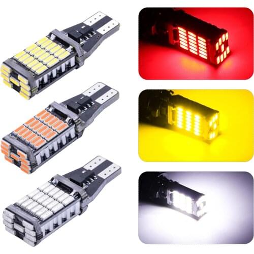 10Pcs Led Bulb T15 45SMD4014 Car Tail Bulb Brake Lights Auto Reverse Lamp Red White Yellow Color