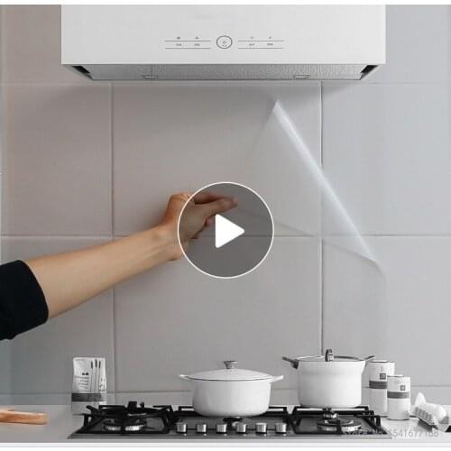 5pcs 45*68cm kitchen transparent range hood oil proof sticker stove large ceramic tile self-adhesive wall sticker wallpaper