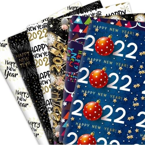 50*145cm/50*45cm Happy 2022 New Year Polyester Cotton/Satin/Stretch Knit Fabric Tissue Sewing Quilting Needlework DIY Cloth Bags