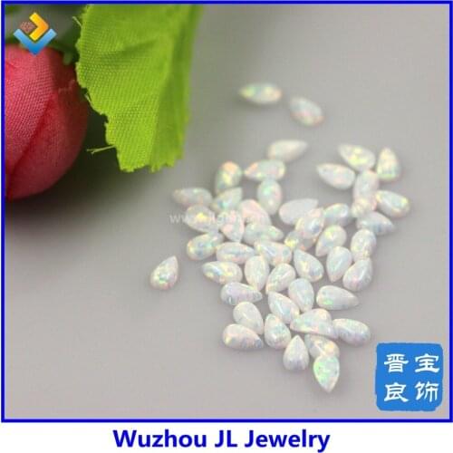 50pcs/lot) 4*6mm Synthetic snow white OP17 color Opal Cabochon pear opal stone with cheap price in stock