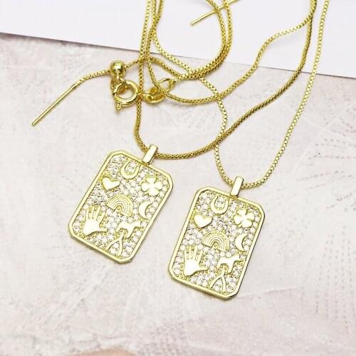 8 Pcs Gold Rectangle pendants necklace Boxes chain simple jewelry necklace wholesale women jewelry gift 7333