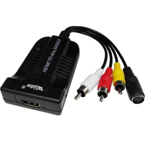 Wiistar HDMI to Male AV/3RCA S-Video Converter Audio Video Adapter HDMI2AV CVBS NTSC/PAL 1080P for HDTV STB Projector