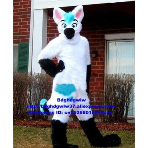 White Long Fur Wolf Coyote Jackal Dhole Fox Mascot Costume Cartoon Character Expo Fair Motexha Spoga Sales Promotion zx453