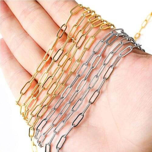 1pcs Unisex Stainless Steel Chain Spool 12x4mm Bulk Flat Paperclip Link Chains Oval Cable Necklace Chains for DIY Jewelry Making