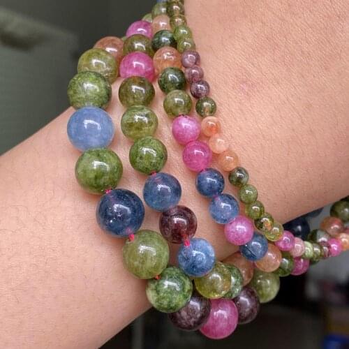 Natural Stone Multicolor Jades Chalcedony Round Loose Spacer Beads For Jewelry Making Diy Bracelet Necklace Supplies 4 6 8 10mm