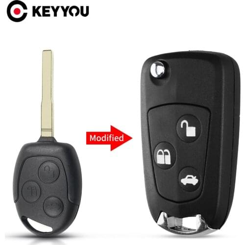 KEYYOU Car Modified Flip Remote Key 3 Buttons FO21 HU101 Fob Shell For Ford Focus Mondeo Fiesta C-MAX Fusion Transit KA Key Case