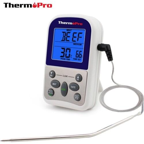 ThermoPro TP-10 Digital single probe Roast Alert Cooking Thermometer with Timer for Oven , BBQ, Smoker, Grill, Meat