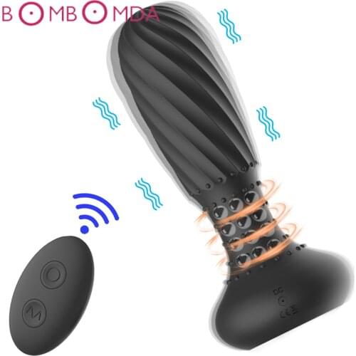 Dildo Rotating Anal Plug Vibrator Silicone Male Prostate Massage Butt Plug Anus Vibrating Adult Sex Toy For Men G-Spot Stimulate